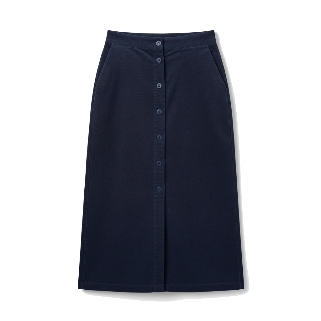 Navy corduroy midi skirt