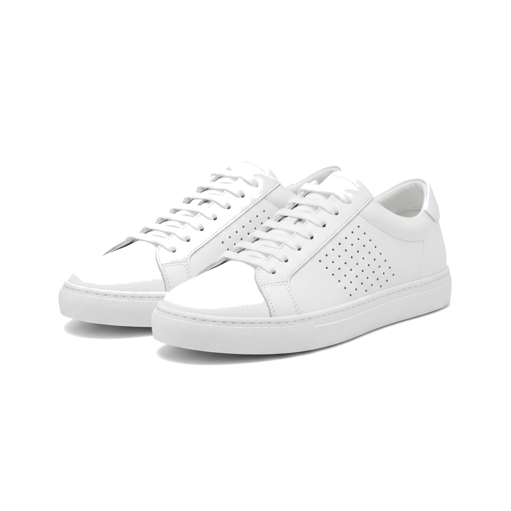 Perforated leather low-top sneakers